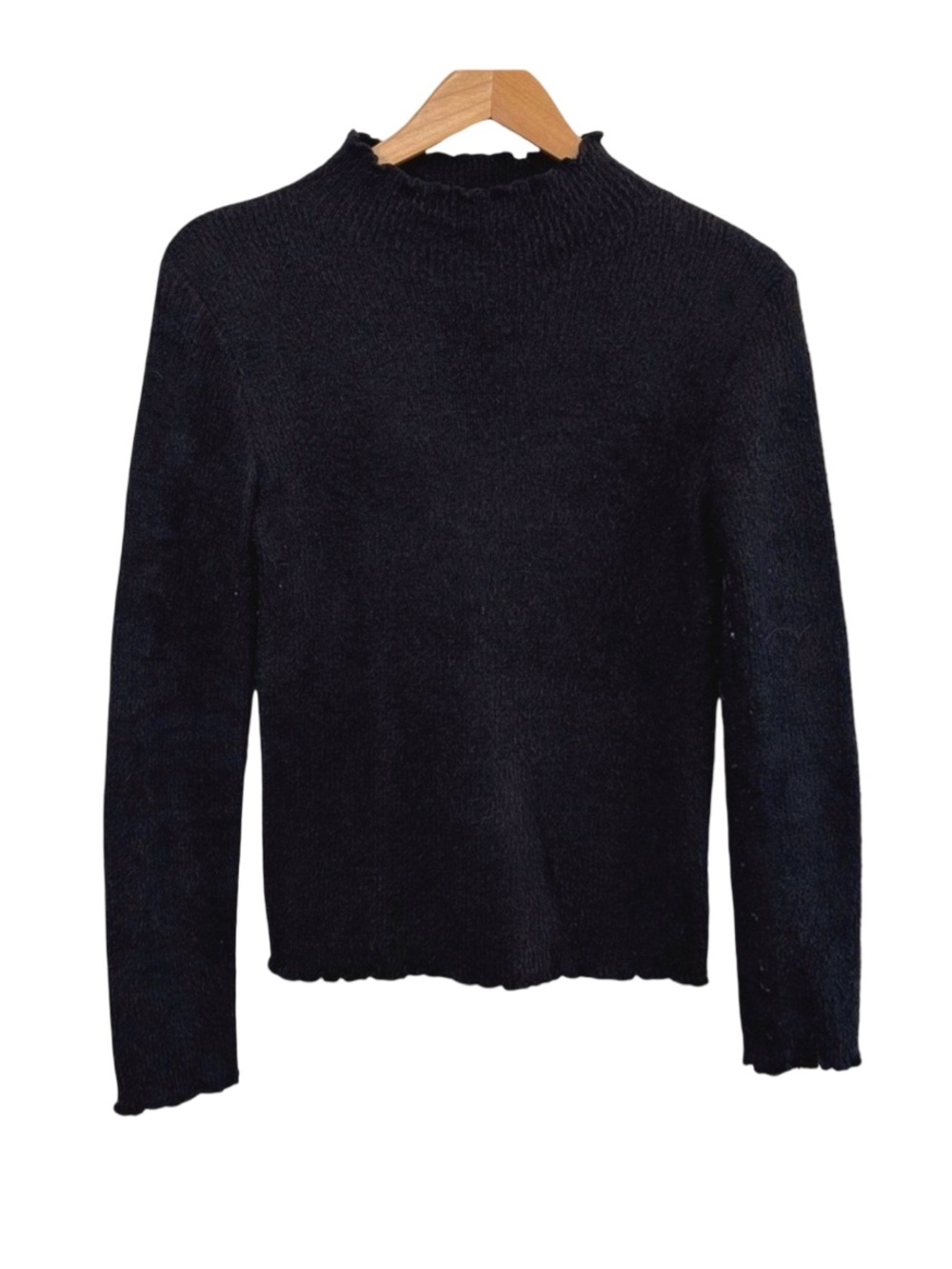Mystree Black Cowl Neck Sweater with Textured Knit